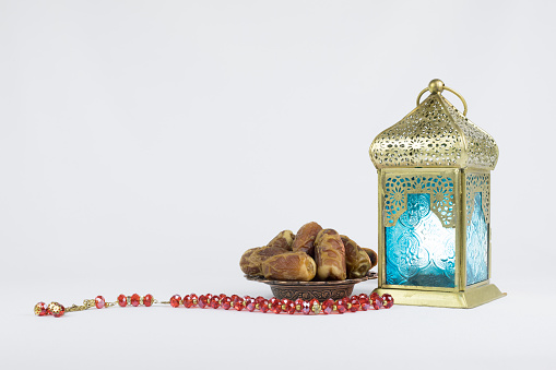 Traditional Lantern, Dates fruits and red prayer beads