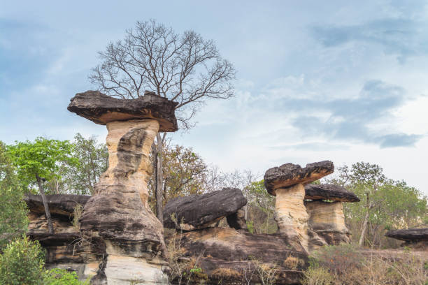 istock stone landscape, cloud and blue sky. Sam Phan Boke, Ubon Ratchathani Thailand 697586618