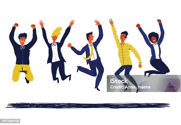 Group Of Business People Stock Illustration - Download Image Now - Jumping, Ecstatic, Excitement