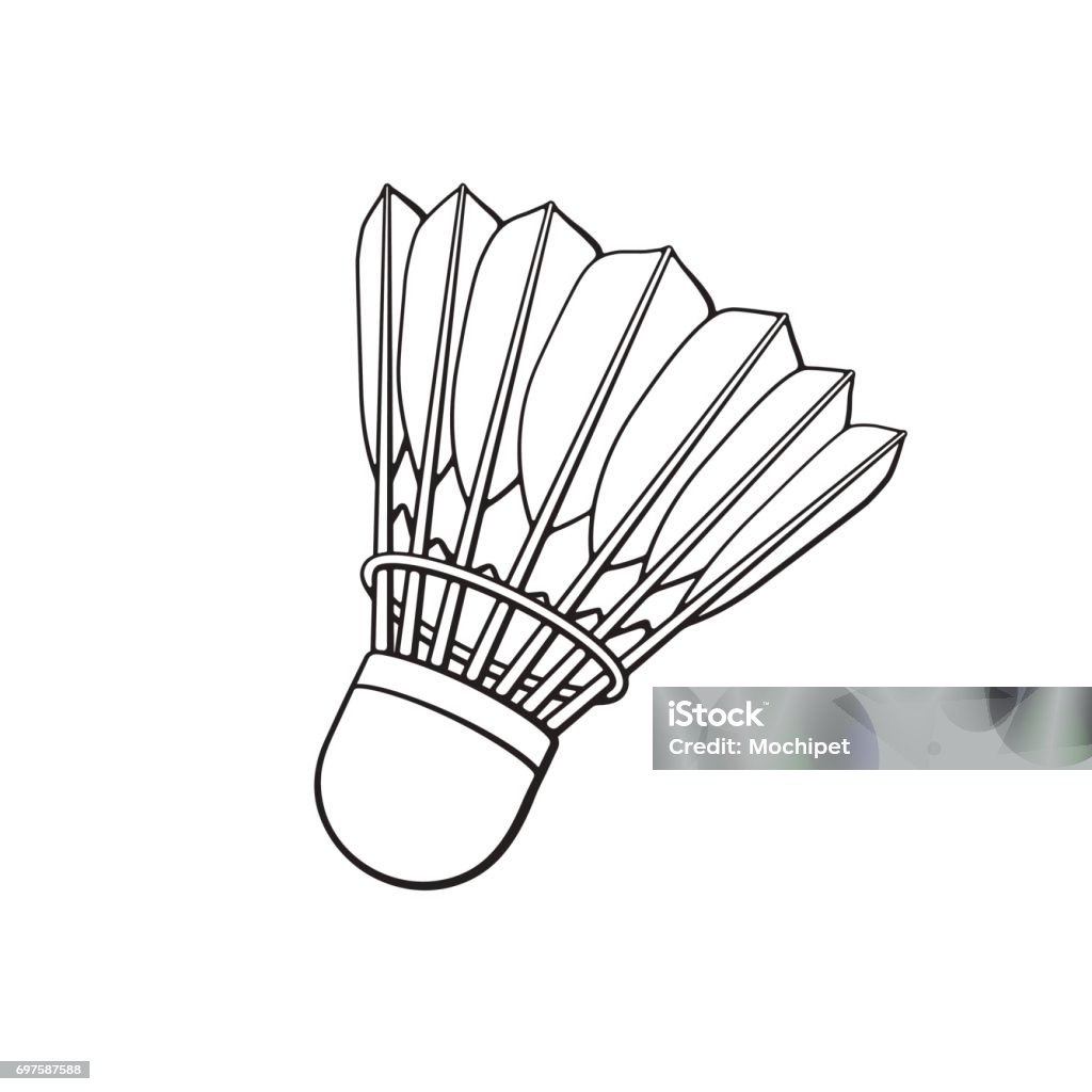 Doodle du volant de badminton de plumes d’oiseaux - clipart vectoriel de Volant de badminton libre de droits