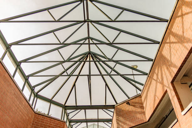 istock Roof construction from glass 697591494