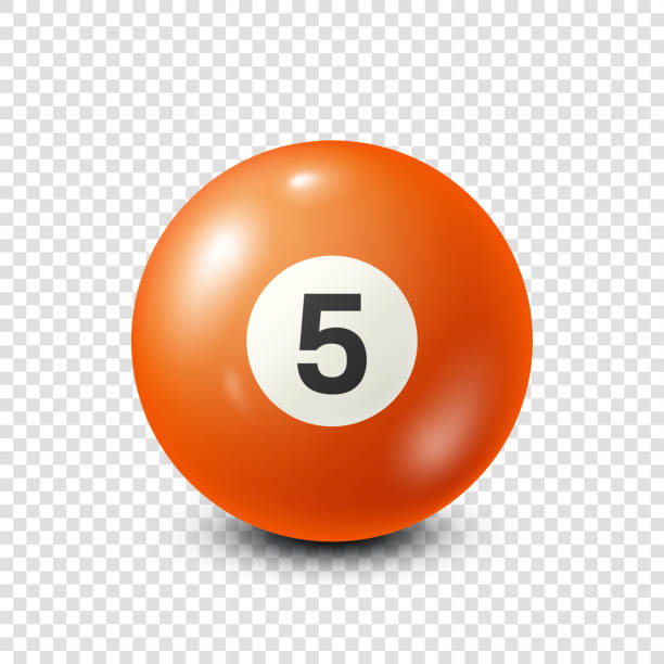 istock Billiard,orange pool ball with number 5.Snooker. Transparent background.Vector illustration 697591534