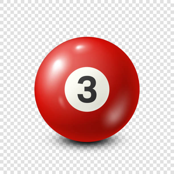 istock Billiard,red pool ball with number 3.Snooker. Transparent background.Vector illustration 697594128