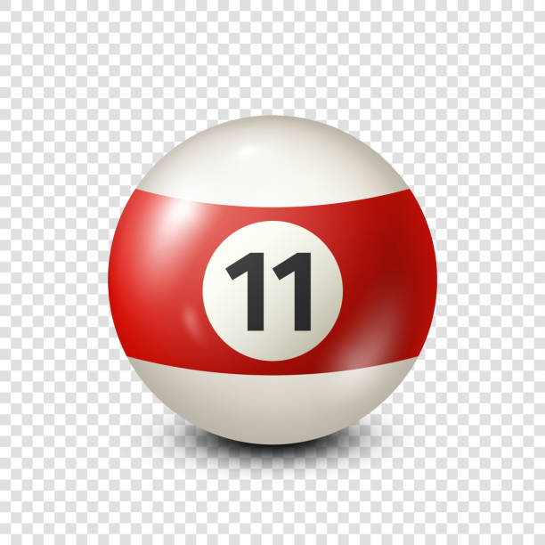 istock Billiard,red pool ball with number 11.Snooker. Transparent background.Vector illustration 697594272