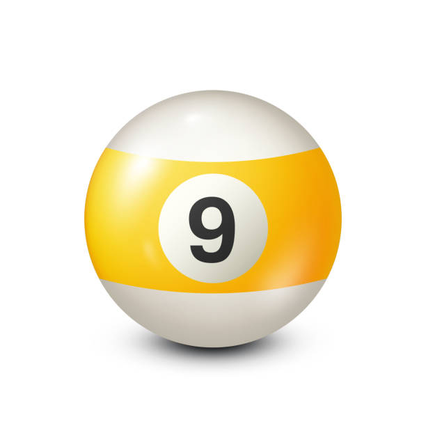 istock Billiard,yellow pool ball with number 9.Snooker. Transparent background.Vector illustration 697597314