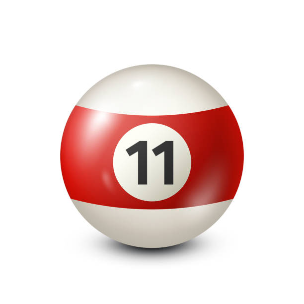 istock Billiard,red pool ball with number 11.Snooker. Transparent background.Vector illustration 697597468