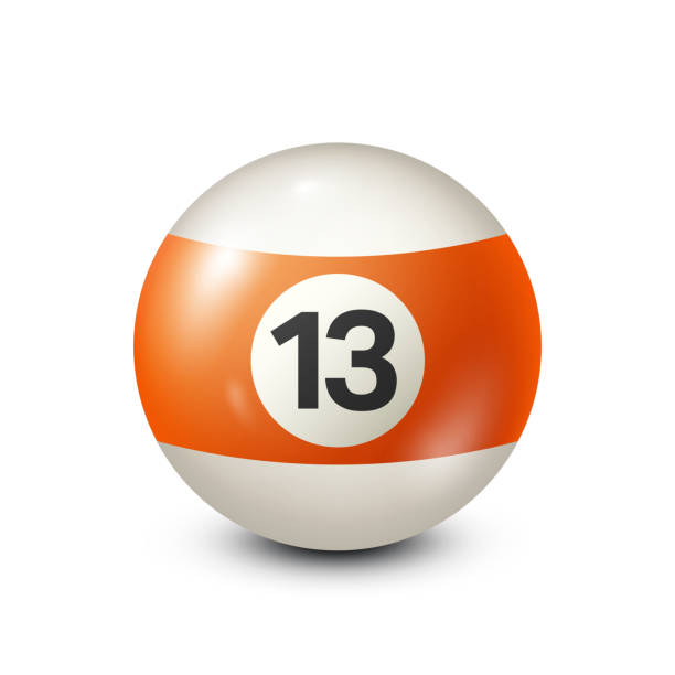 istock Billiard,orange pool ball with number 13.Snooker. Transparent background.Vector illustration 697597592