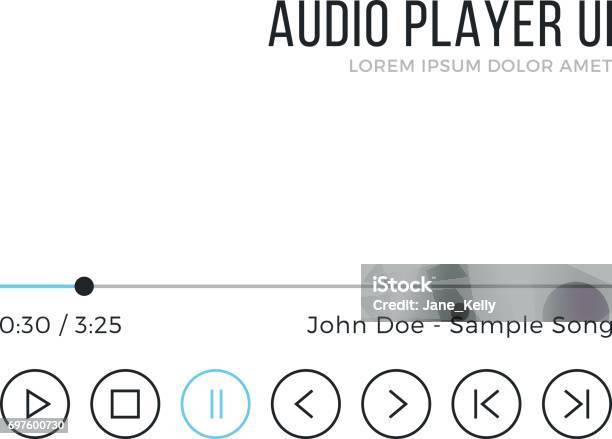 Lecteur Audio Interface Utilisateur Media Player Interface Noir Et Bleu Éléments Dinterface Graphique Conception Mince Ligne Thème Propre Minimaliste Illustration Vectorielle Vecteurs libres de droits et plus d'images vectorielles de Jouer