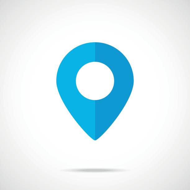Vector blue map pointer, map pin icon. Modern flat design vector illustration. Vector icon Vector blue map pointer, map pin icon. Modern flat design vector illustration concept for web banner, mobile app, web site, printed materials, infographics. Vector icon isolated on gradient background geo locator stock illustrations