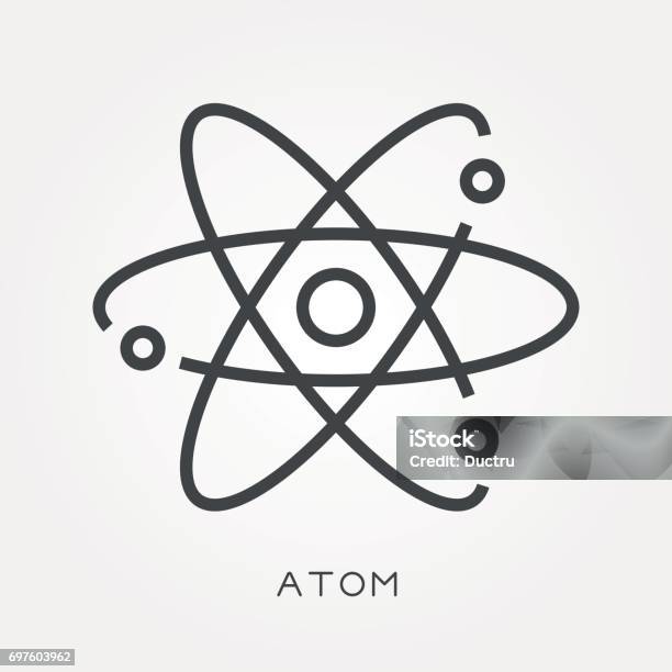 Line Icon Atom Stock Illustration - Download Image Now - Atom, Logo, Symbol