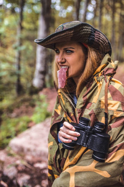 Woman hunting for meat