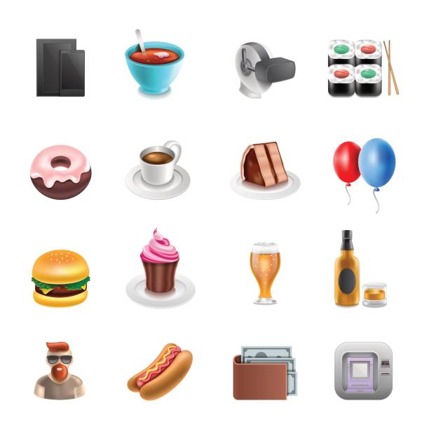 Retail Shoping Icons Store, Supermarket, Wallet, Computer Icon, Retail buying liquor stock illustrations