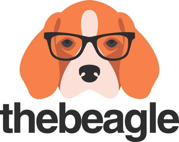 Beagle with glasses This is a beagle wearing hipster glasses. It´s a cool icon for any cool and modern brand. lander spacecraft stock illustrations