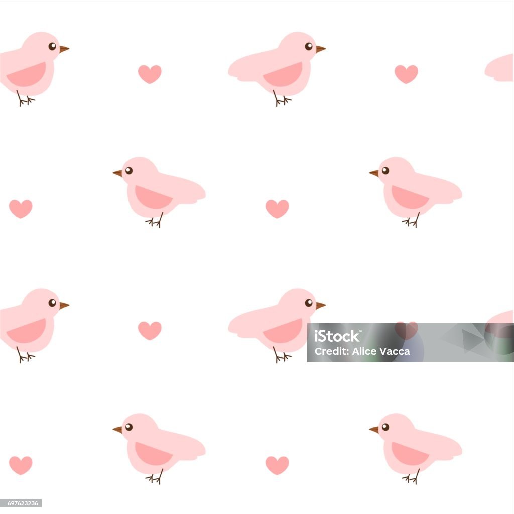 Pink Bird Pattern Cute Little Pink Birds Seamless Vector Pattern Background Illustration ...