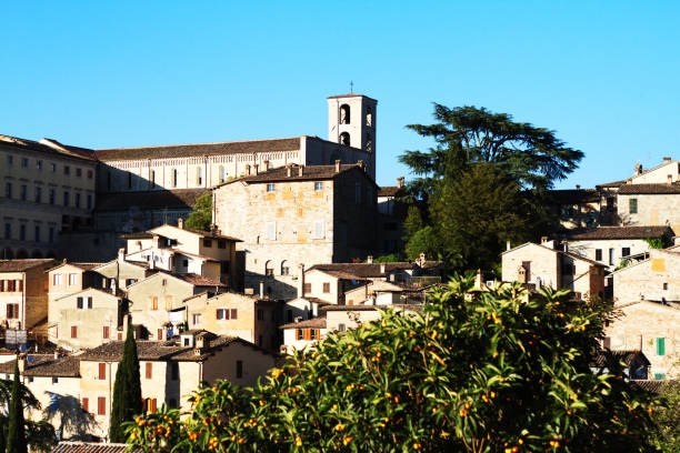 istock Todi, Umbria, Italy: Cityscape Sunlit Medieval Todi at Dusk 697626784