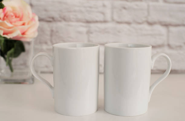 istock Two Mugs. White Mugs Mockup. Blank White Coffee Mug Mock up. Styled Photography. Coffee Cup Product Display. 697627068