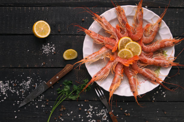 istock Set of shrimps closeup. Seafood 697627268