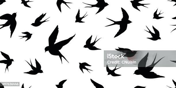 Swallow Bird Vector Seamless Pattern Wallpaper Background Stock Illustration - Download Image Now