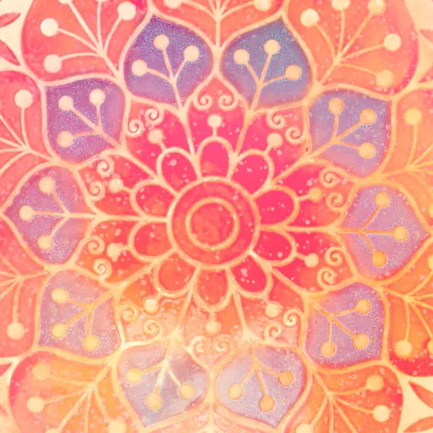 circle decorative spiritual indian symbol of lotus flower