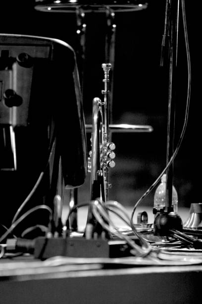 istock Trumpet By Equipment At Recording Studio 697637037