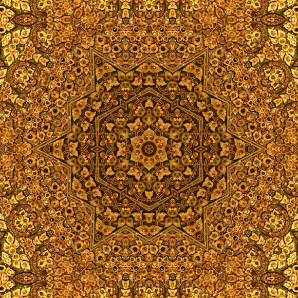 istock surface Gold abstract kaleidoscope Pattern,For scrapbook, wallpaper, cases for smartphones, web background, print, surface texture, pillows, towels, linens, bags, T-shirts,ceramic,page 697648650