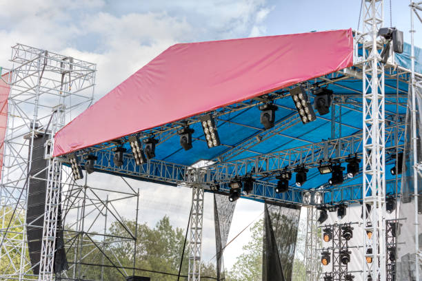 istock professional spotlight system mounted on outdoor concert stage 697650772