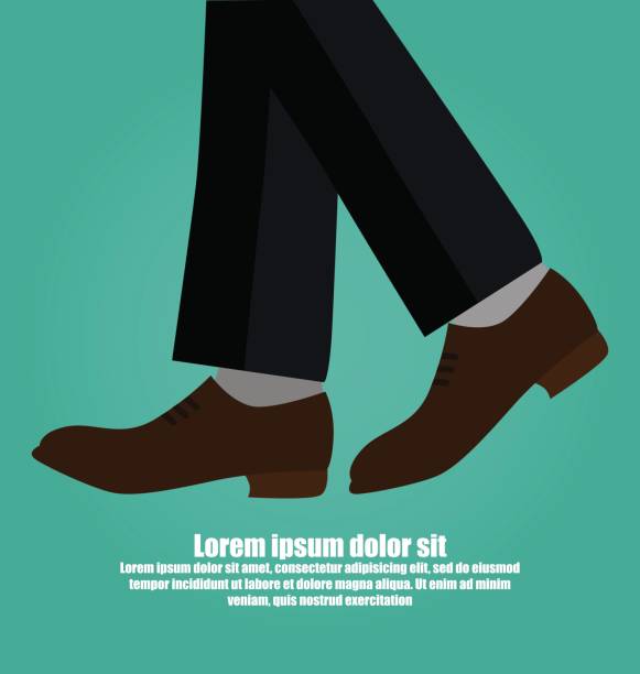 ilustrações de stock, clip art, desenhos animados e ícones de close-up of business man with leather shoes walking isolated on green background - business human foot shoe men