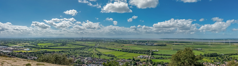 View from the top of Helsby hill looking across to the Manchester ship canal.