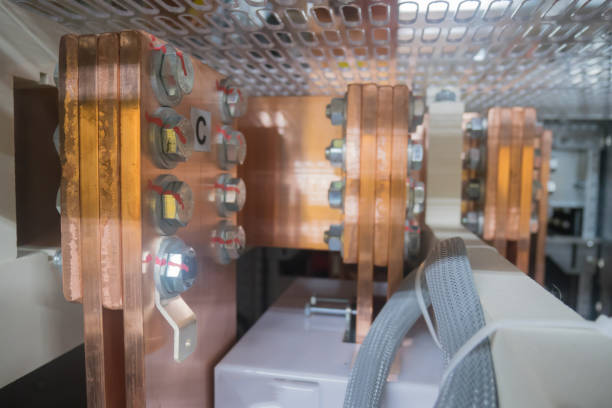 istock Copper bus bar in the Industrial power case 697657648
