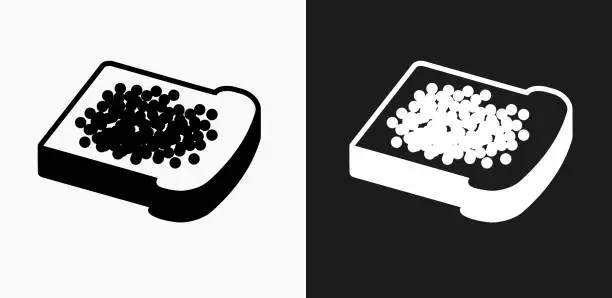 Vector illustration of Caviar Icon on Black and White Vector Backgrounds