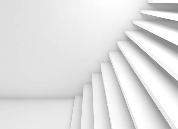 istock Empty white stairs goes up, 3d illustration 697663966