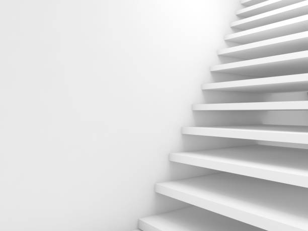 istock Abstract cg background, empty white stairs goes up, 3d illustration 697663968