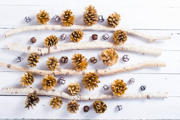 istock Golden cones Christmas decoration 697664376