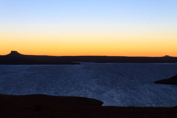 Sterkfontein Dam Nature Reserve dawn landscape, South Africa. African panorama. Drakensberg mountains