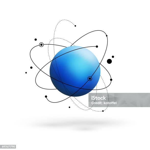 Atomo Astratto Modello Di Molecola - Immagini vettoriali stock e altre immagini di Atomo - Atomo, Orbitare, Molecola
