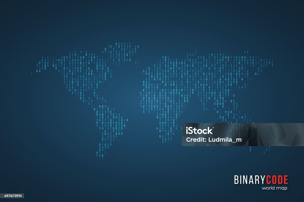 World Map Consisting Of Binary Computer Code Stock Illustration ...