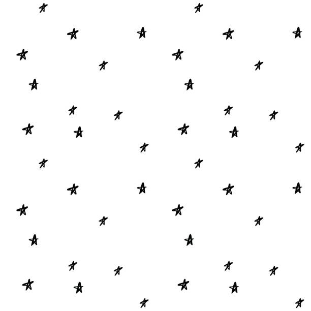вектор бесшовный мультипликационный узор со звездами. симпатичный черно-белый ручной рисунок для бумаги, текстиля, украшения ручной работ� - scrap booking stock illustrations