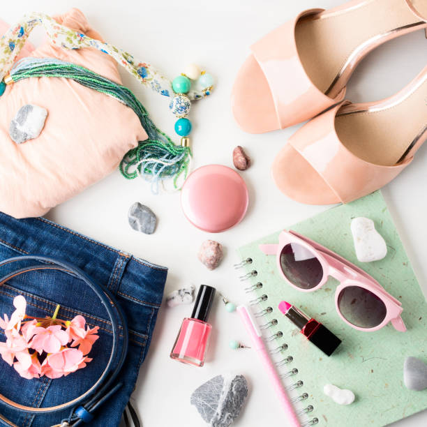 istock Summer lifestyle woman clothes flat lay 697677682