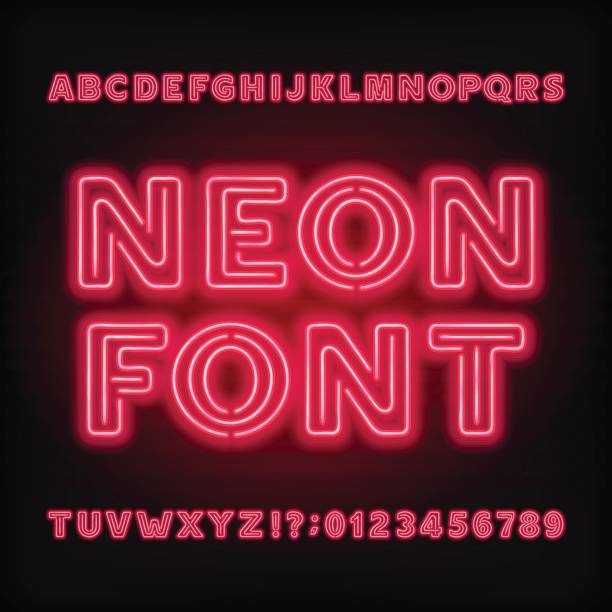 istock Neon tube alphabet font. Bold type letters and numbers. 697677986