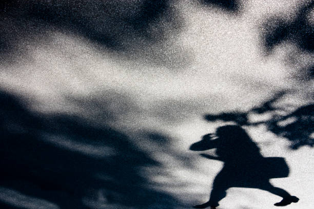 istock Blurry shadow of a woman and treetops 697678124