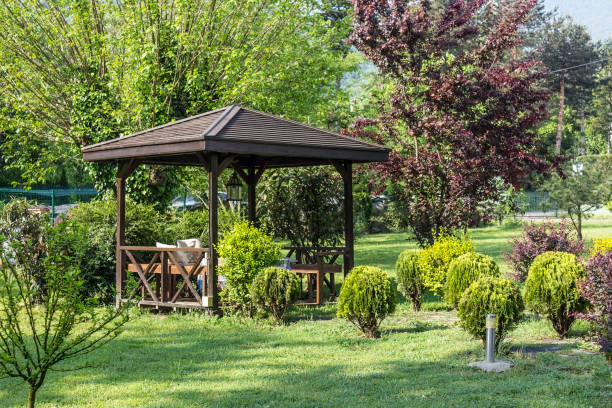 summer gazebo for a holiday in the park