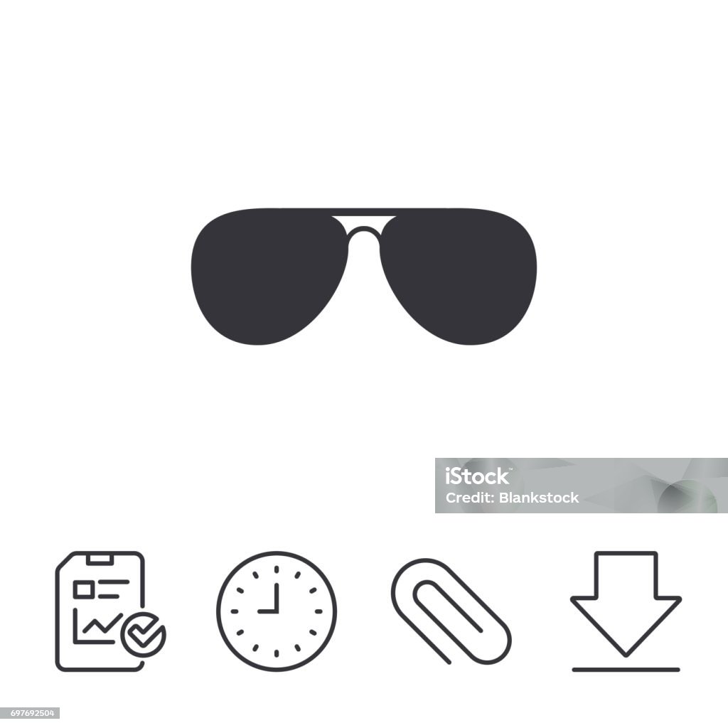 Sonnenbrille im Fliegerstil mit Schild-Symbol. Piloten-Gläsern. - Lizenzfrei Sonnenbrille Vektorgrafik