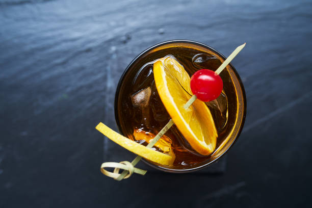 istock top down photo of a old fashioned classic cocktail 697696188