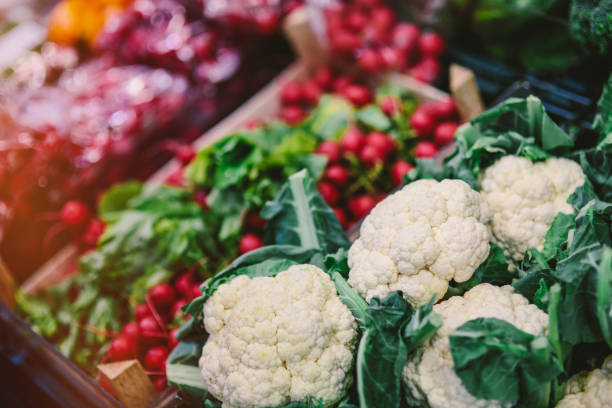 Vegetables at the farmer's market. Soft focus.