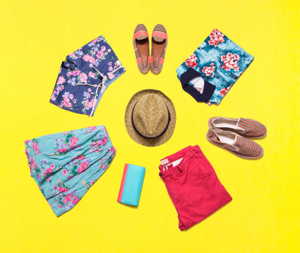 istock Collection of bright summer clothes 697698984
