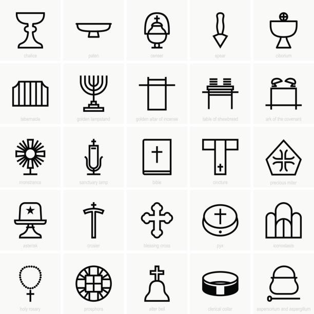 иконы религии - church symbol rosary beads christianity stock illustrations