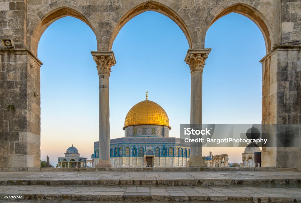 Dome of the Rock in Jerusalem The Dome of the Rock (Qubbet el-Sakhra) is one of the greatest of Islamic monuments, it was built by Abd el-Malik, Jerusalem, Israel Jerusalem Stock Photo