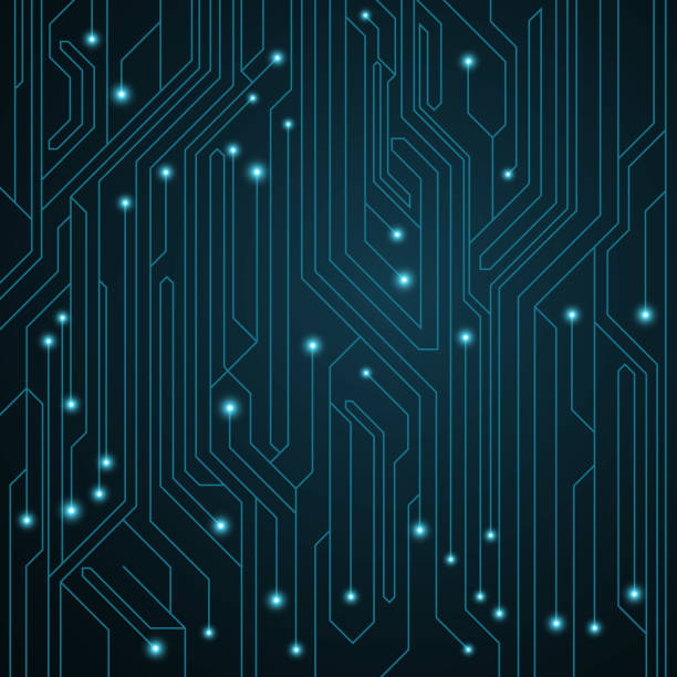 High-tech background. Motherboard with luminous neon connectors. Computer circuit. Vector illustration. EPS 10 High-tech background. Motherboard with luminous neon connectors. Computer circuit. Vector illustration hightech stock illustrations