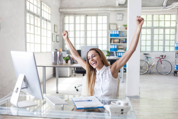 istock Happy businesswoman 697729316