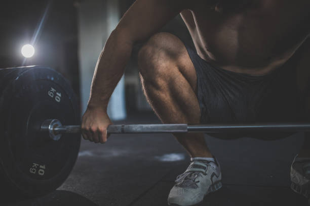 istock Gripping the bar with weights 697732546